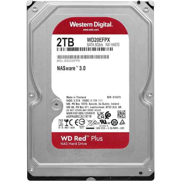 HDD WD Red PLUS NAS, 2TB, 5400rpm, 64MB, SATA 3