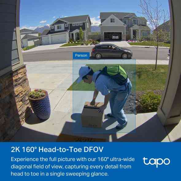 TP LINK smart video doorbell Tapo D210, 2K QHD (2560×1440), 160° viewing angle, microSD up to 512 GB, 2.4Ghz, AI-recognition - Image 3