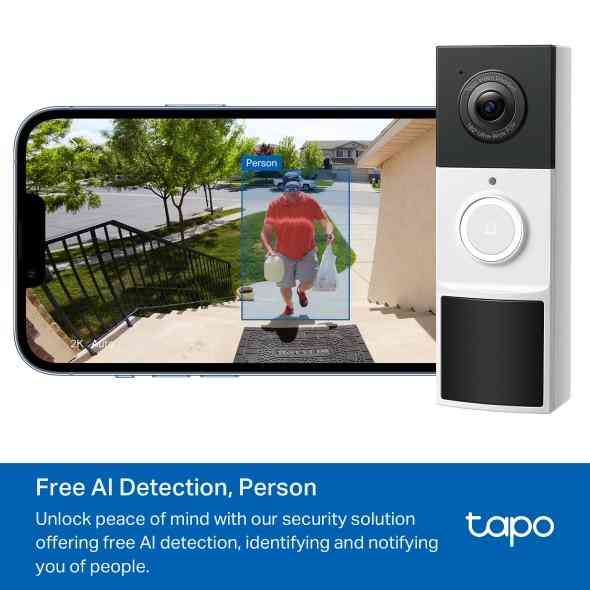 TP LINK smart video doorbell Tapo D210, 2K QHD (2560×1440), 160° viewing angle, microSD up to 512 GB, 2.4Ghz, AI-recognition - Image 5