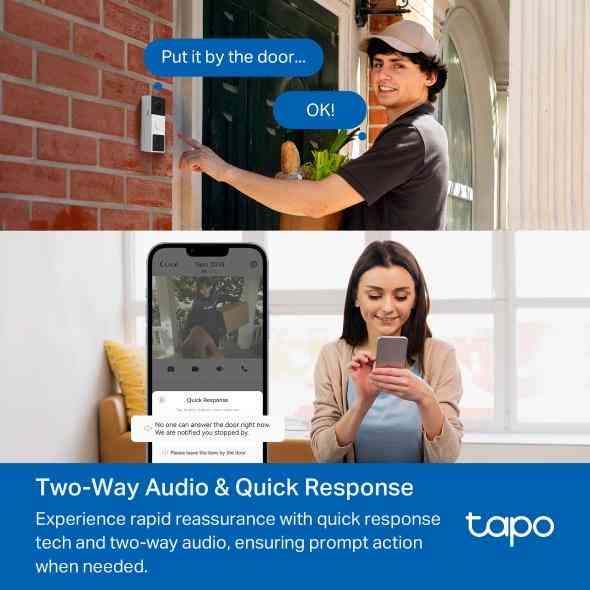 TP LINK smart video doorbell Tapo D210, 2K QHD (2560×1440), 160° viewing angle, microSD up to 512 GB, 2.4Ghz, AI-recognition - Image 7
